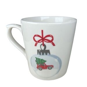 Maud Borup Mug Ornament Car Hauling Christmas Tree Bow 20 oz
